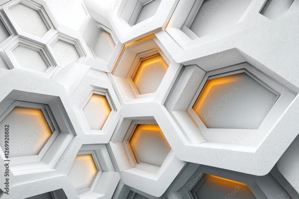 Poster abstract white background with a hexagonal pattern for a technology concept vector presentation desi