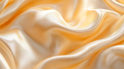 Obraz premium Soft silk fabric draping elegantly with a warm golden hue on a smooth surface in natural light