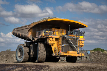 electric mining truck at the diamond mine to reduce co2 emissions, clean energy from the new fleet...