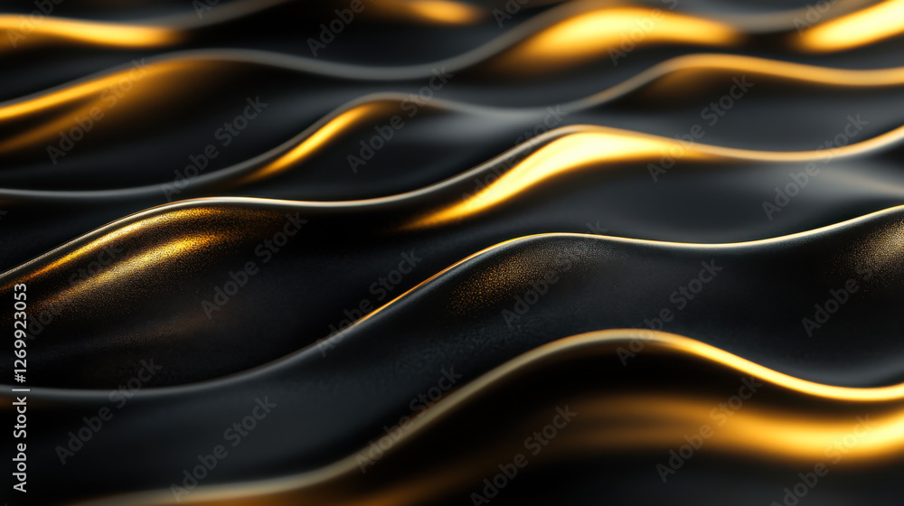 Poster textured black surface with flowing golden lines creates an elegant visual appeal in a modern design