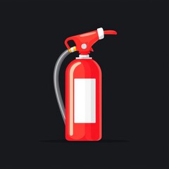 Red fire extinguisher with white flame design on a solid background for safety and emergency services