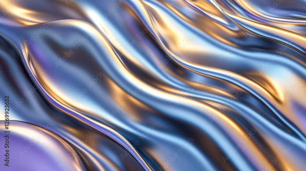 Poster shimmering waves of metallic textures create a captivating abstract design