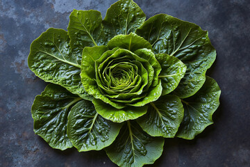 Fototapeta premium A close up of a head of lettuce on a table