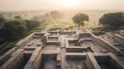 Ancient City Ruins, Sunrise View, Pakistan, Historical Site, Travel Destination