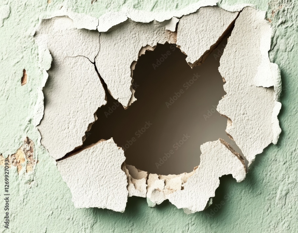 Aufkleber a 3d earthquake destruction frame with a damaged texture design is featured in the image, which incl