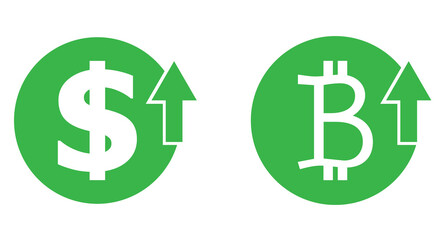  dollar and bitcoin decline fund vector icon