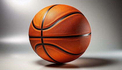 Obraz premium 3d basketball isolated on a white background showcasing textured orange surface with black lines