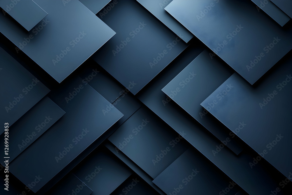Poster a captivating abstract background featuring layered rectangular shapes in varying shades of blue