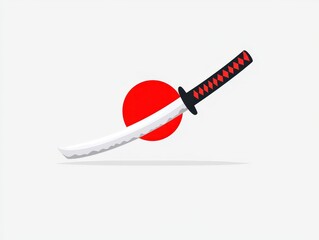 Knife with a red heart design on the blade against a neutral background