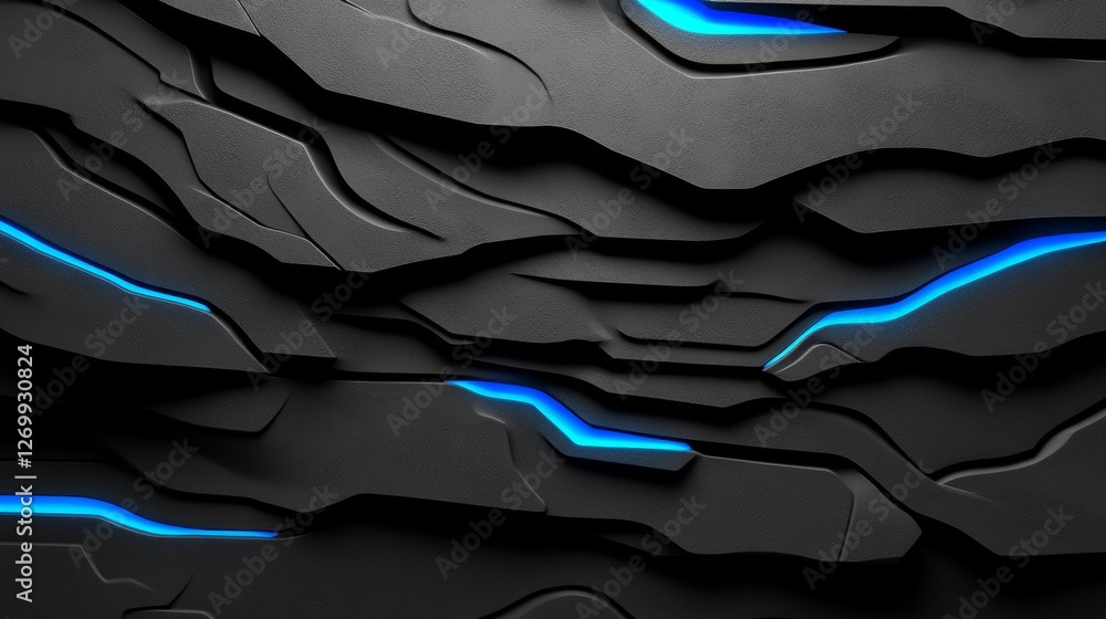 Poster a 3d abstract polygonal space with a low poly design, featuring a connecting surface, creating a fut