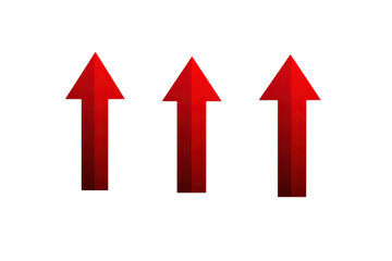 Striking red arrows pointing upwards symbolizing growth and progress in a minimalist design isolated on transparent background