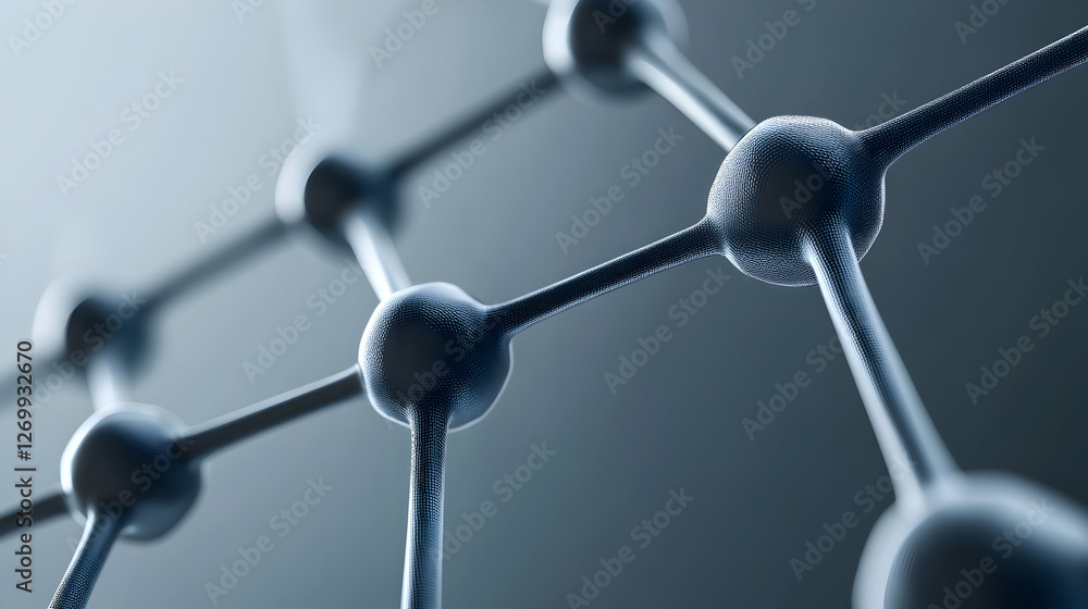 Poster close-up view of a molecular structure highlighting the connections between atoms, showcasing the in