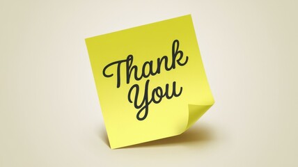 Yellow sticky note displays the words thank you in black