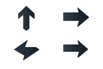 Stylish arrow icons pointing in four directions with shadows on a clean background isolated on transparent background