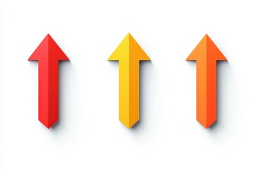 Colorful upward arrows conveying growth and progress in a dynamic and modern style isolated on transparent background