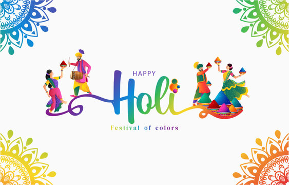 happy holi festival background with colorful design concept
