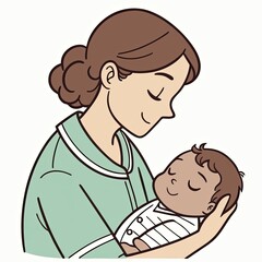 Obraz premium Person Holding A Baby, smiling while cradling in soft colors