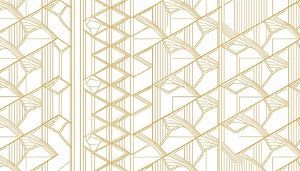 golden luxury minimalist geometric seamless pattern subtle  linear texture with hexagon grid delicate minimal lattice diamonds gold and white outline abstract background repeating design