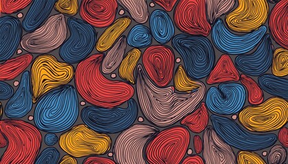 colorful line doodle seamless pattern creative minimalist style art background trendy design with basic shapes modern abstract color backdrop