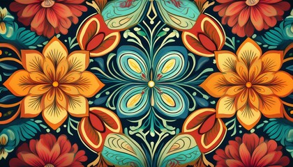 vivid floral designs arranged in a seamless geometric pattern showcase traditional cultural motifs cultural patterns for modern packaging