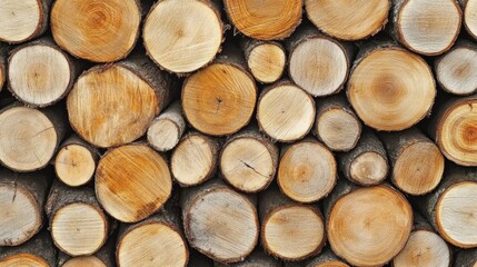 A Stack of Wooden Logs: Rustic Texture and Natural Beauty
