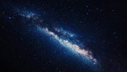 Stunning deep space view of the Milky Way galaxy with glowing blue nebulae and countless stars