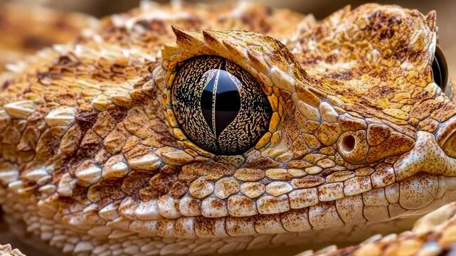 Spiny bush viper closeup in desert habitat