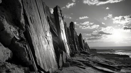 Abstract shattered fragments. Randomly dispersed dark triangular particles, a broken texture, and isolated explosion pieces in a modern illustration. Black powder effect with flying debris texture