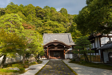 The entrance to Nanzen-ji in Kyoto in Asia, Japan, Kansai, Kyoto, in summer, on a sunny day.