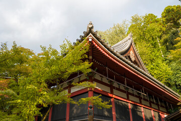 Fototapeta premium The Zenrinjiamidado in the Zenrinji in Kyoto in Asia, Japan, Kansai, Kyoto, in summer, on a sunny day.