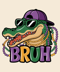 Mardigator Alligator Bruh Mardi Gras funny