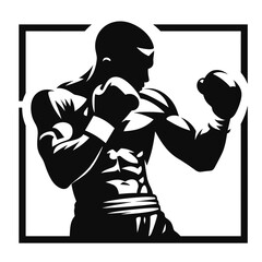 Boxer in fighting stance silhouette