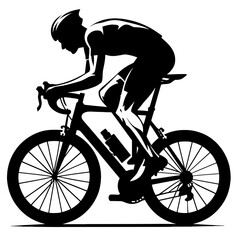 Naklejka premium Cyclist riding road bike silhouette