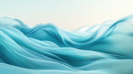 Obraz premium Abstract soft turquoise flowing waves with smooth curves and light