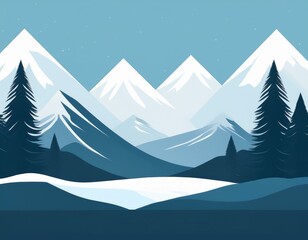 Fototapeta premium minimalist snowy mountains landscape