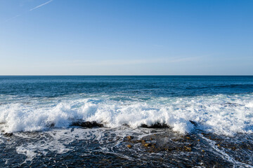Kotohikihama Beach in Asia, Japan, Kansai, Kinosaki, in summer, on a sunny day.