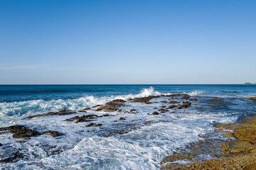 Kotohikihama Beach in Asia, Japan, Kansai, Kinosaki, in summer, on a sunny day.