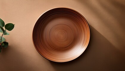minimalist style brown plate on table