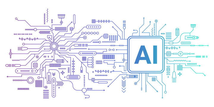 Artificial intelligence Chip Processor. AI Technology banner. Artificial intelligence and Machine learning technology concept. AI chip processor. Futuristic technology background