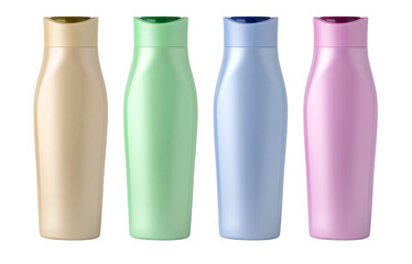  plastic cosmetic bottles standing on white background