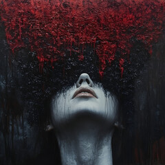 Dark Art Portrait Painting: Exploring Emotion, Expression, and Vulnerability in Surrealism with Bold Colors, Intense Features, and Abstract Imagery for Depth and Creativity