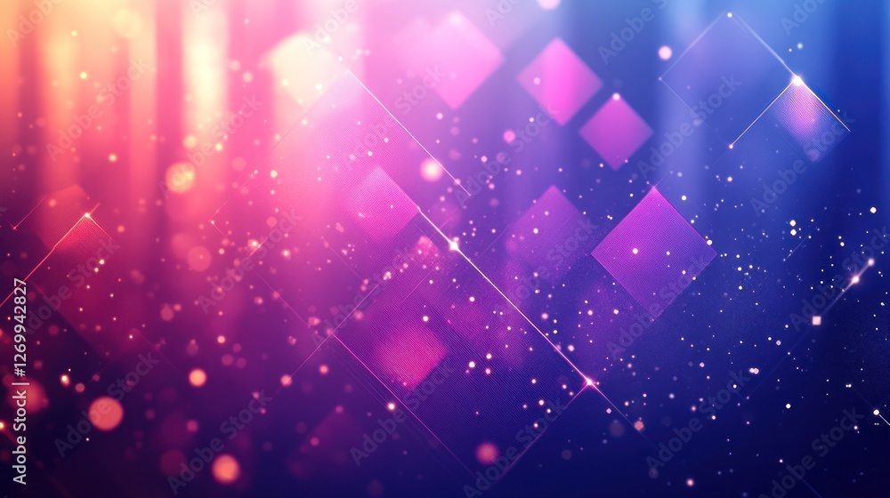 Poster abstract geometric sparkle background with rhombus and bokeh lights