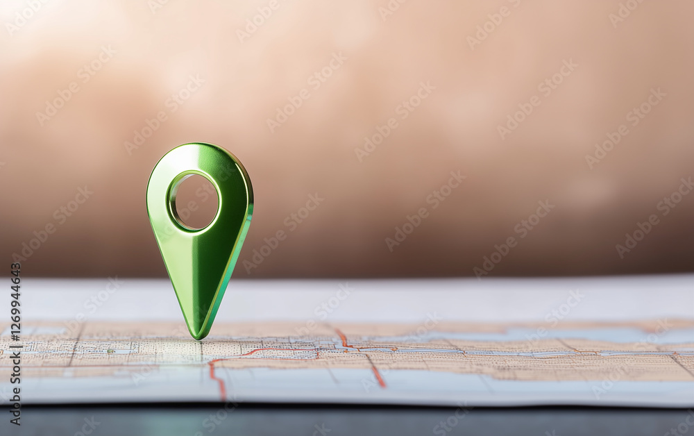 Poster map pin on a map. green map pin location marker on map. location pin on map