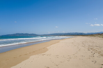 Shotenkyo Beach in Kumihamacho in Asia, Japan, Kansai, Kinosaki, in summer on a sunny day.