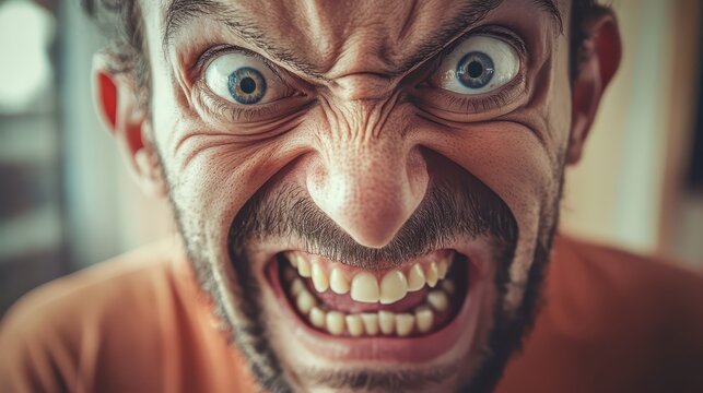 Person expressing intense anger in close up