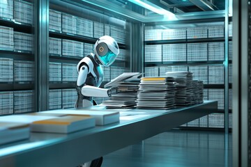 Smart robot sorts documents in archive