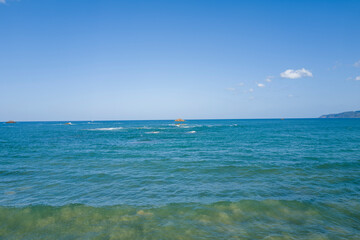 Shotenkyo Beach in Kumihamacho in Asia, Japan, Kansai, Kinosaki, in summer on a sunny day.