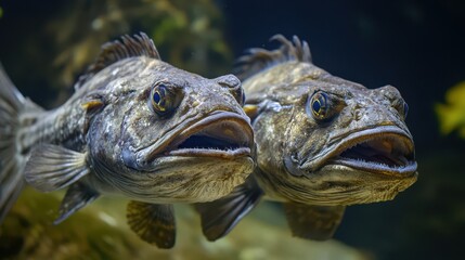 Fototapeta premium Two fish in a calm underwater scene