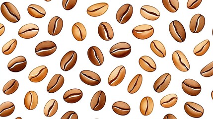 Fototapeta premium Watercolor Pattern of Scattered Coffee Beans