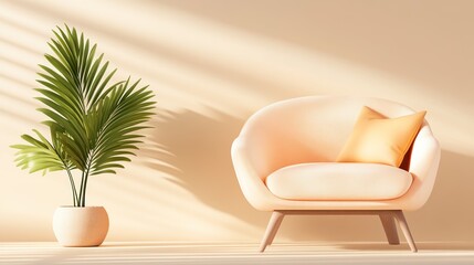Interior design featuring a plant and a stylish armchair
